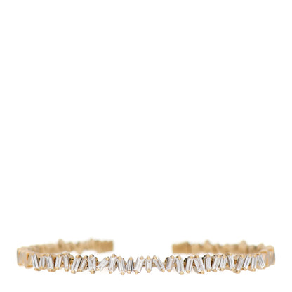 Suzanne Kalan 18K Yellow Gold Diamond Fireworks Classic Baguette Bangle Bracelet 1 of 4