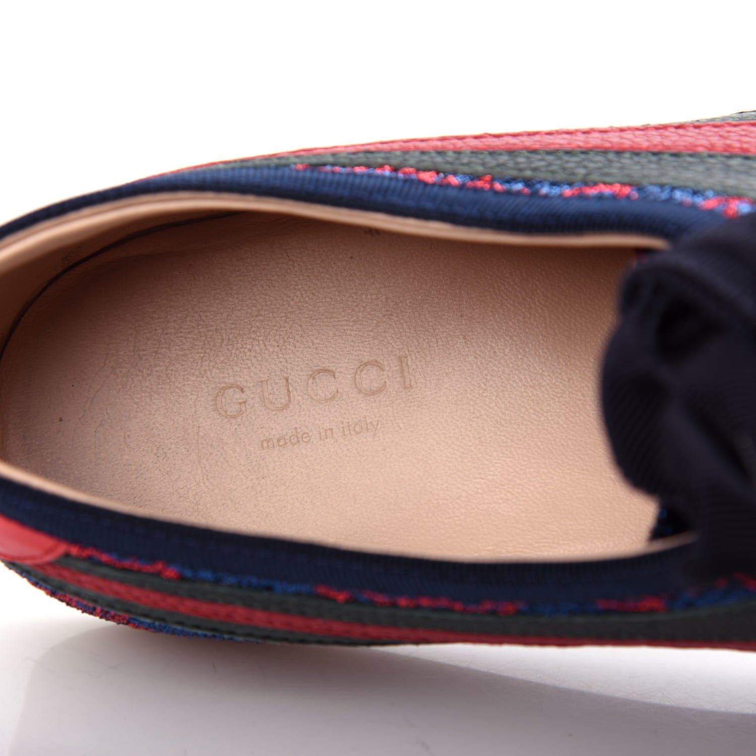 Gucci Lurex Calfskin Web GG Monogram Womens Falacer Sneakers 39 Iridescent Blue Iridescent Red Silver 8 of 12