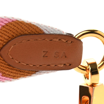 Hermes Toile Swift 25mm Sangle Flipperball Shoulder Strap Bleu Brume Pink Gold 4 of 5