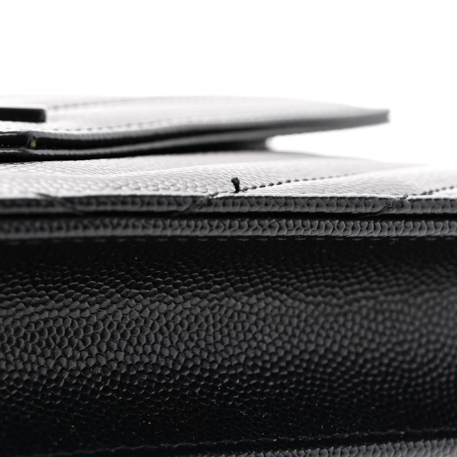 Saint Laurent Grain De Poudre Matelasse Chevron Monogram Monochrome Envelope Chain Wallet Black 11 of 12
