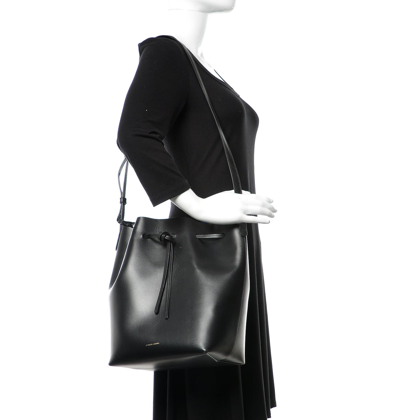Vegetable Tanned Calfskin Bucket Bag Black Royal