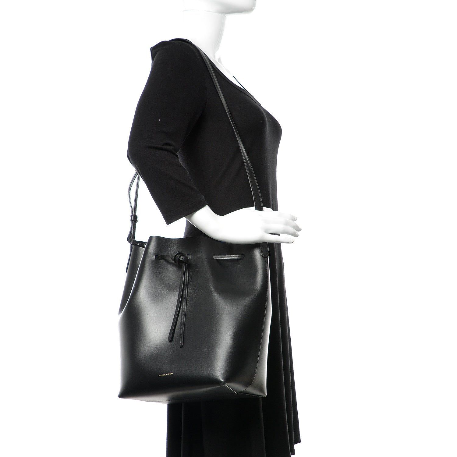 Mansur Gavriel Vegetable Tanned Calfskin Bucket Bag Black Royal 2 of 13