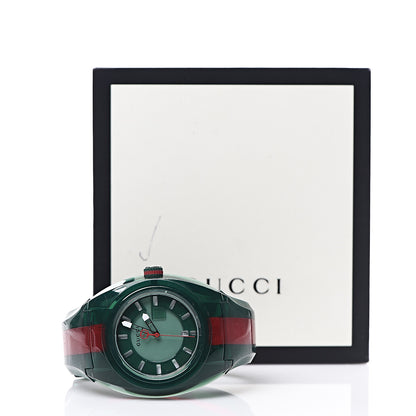 Gucci Stainless Steel Rubber 46mm Sync Web Quartz Watch Green 7 of 7