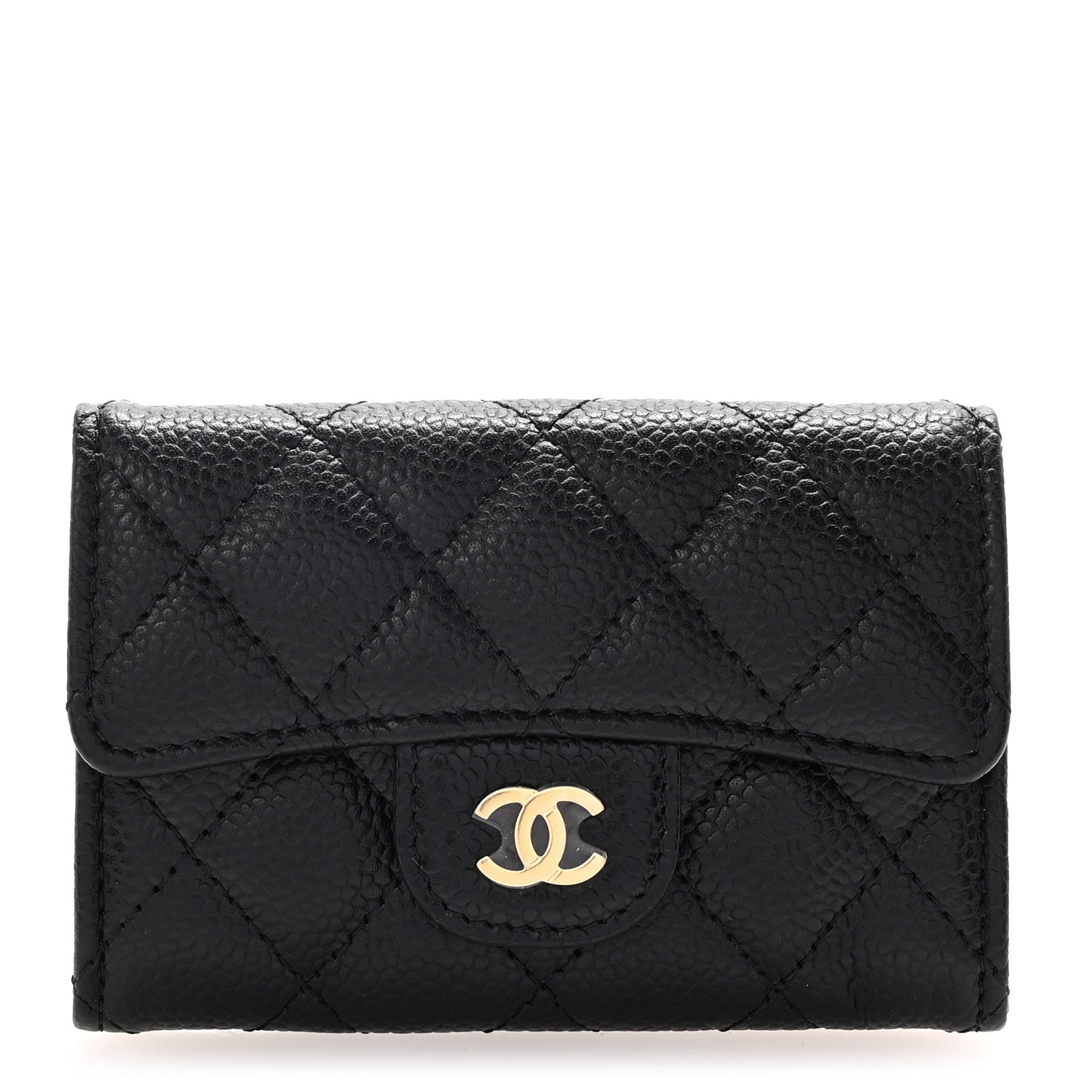 Chanel Caviar Quilted Flap Card Holder Wallet Black 1 of 8