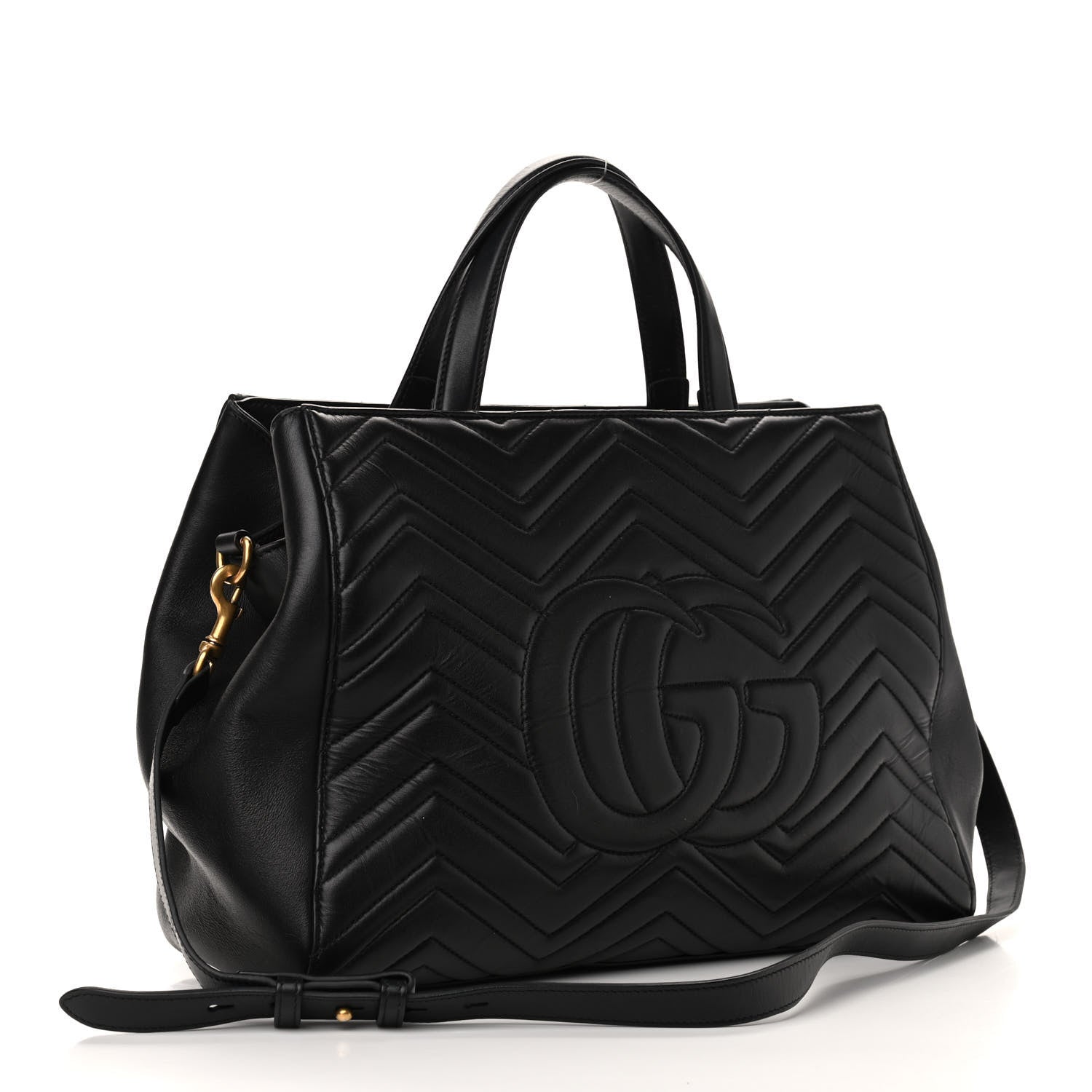 Gucci Calfskin Matelasse Medium GG Marmont Tote Black 3 of 12