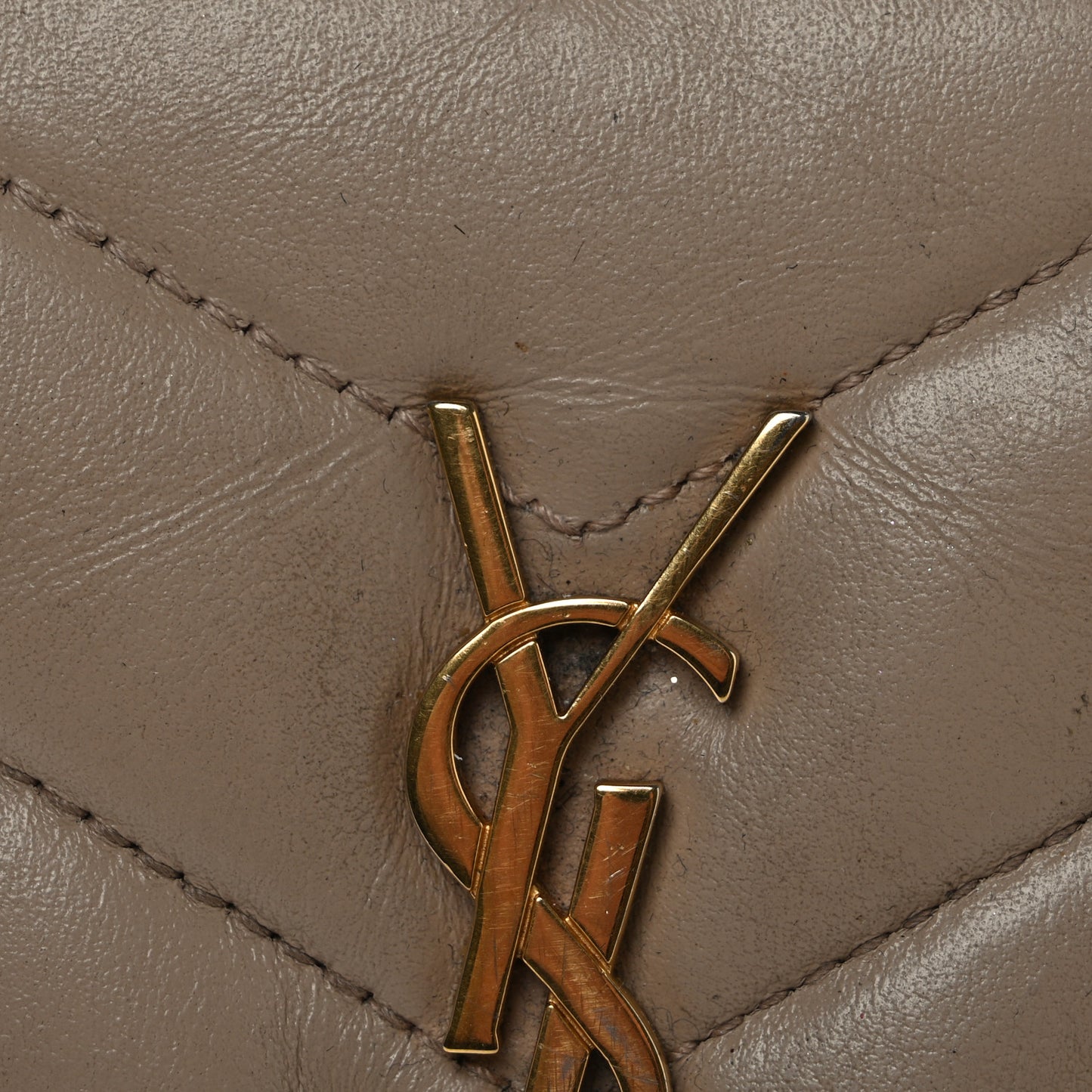 Calfskin Y Quilted Monogram Toy Loulou Crossbody Bag Dark Beige