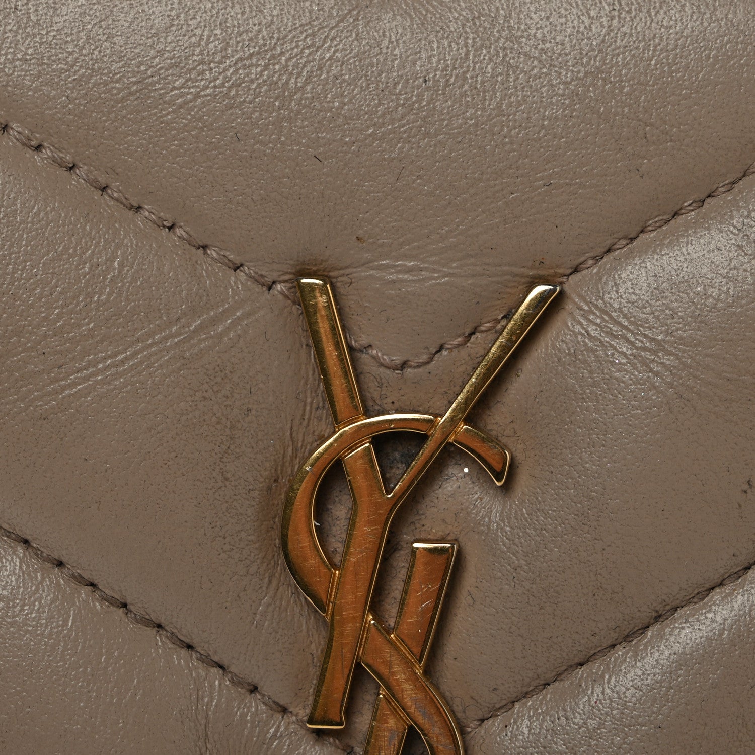 Saint Laurent Calfskin Y Quilted Monogram Toy Loulou Crossbody Bag Dark Beige 9 of 15