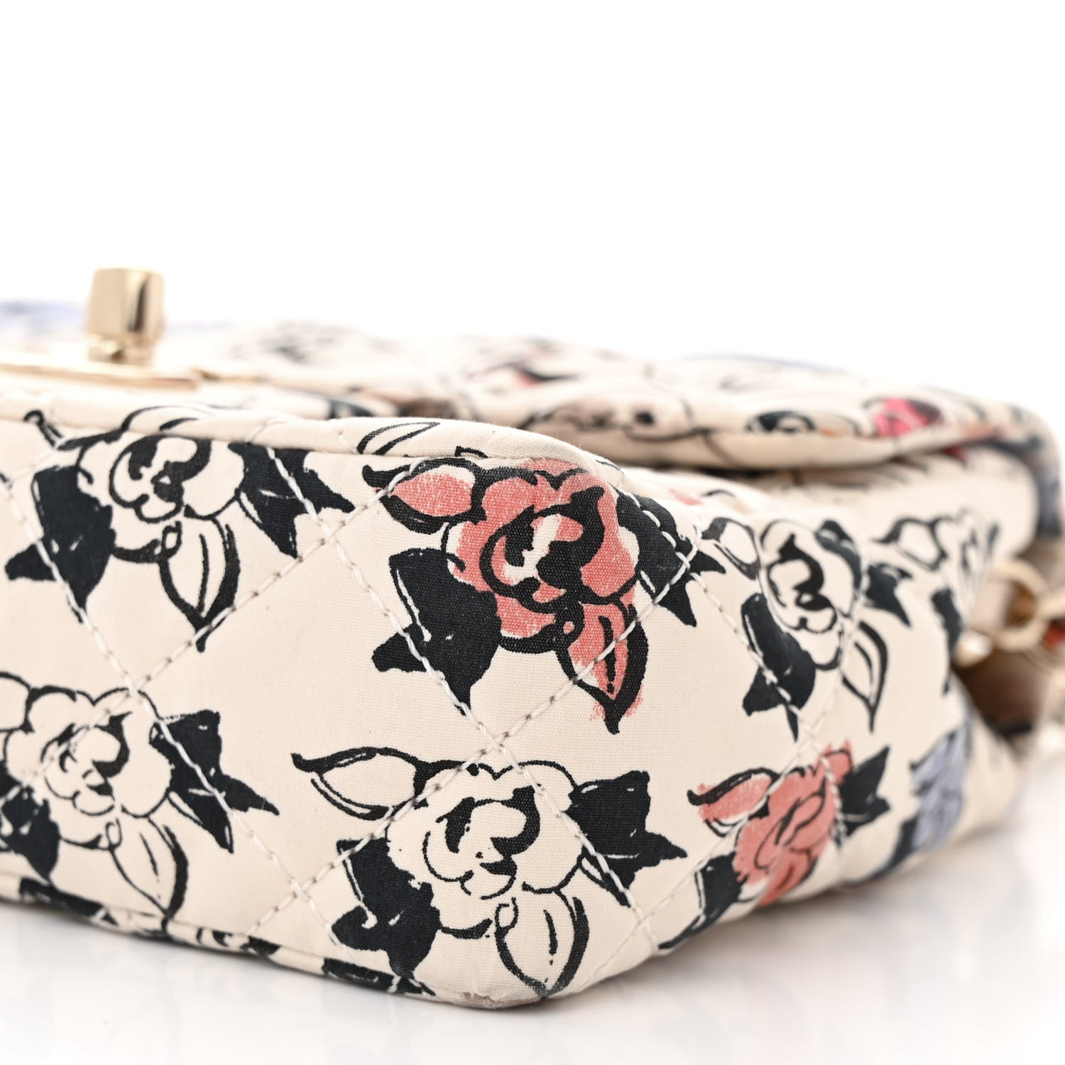 Chanel Nylon Quilted Rue Cambon Camellia Printed Mini Flap White Multicolor 10 of 10