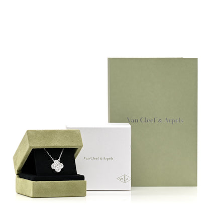 Van Cleef & Arpels 18K White Gold Diamond Vintage Alhambra Pendant Necklace 6 of 6