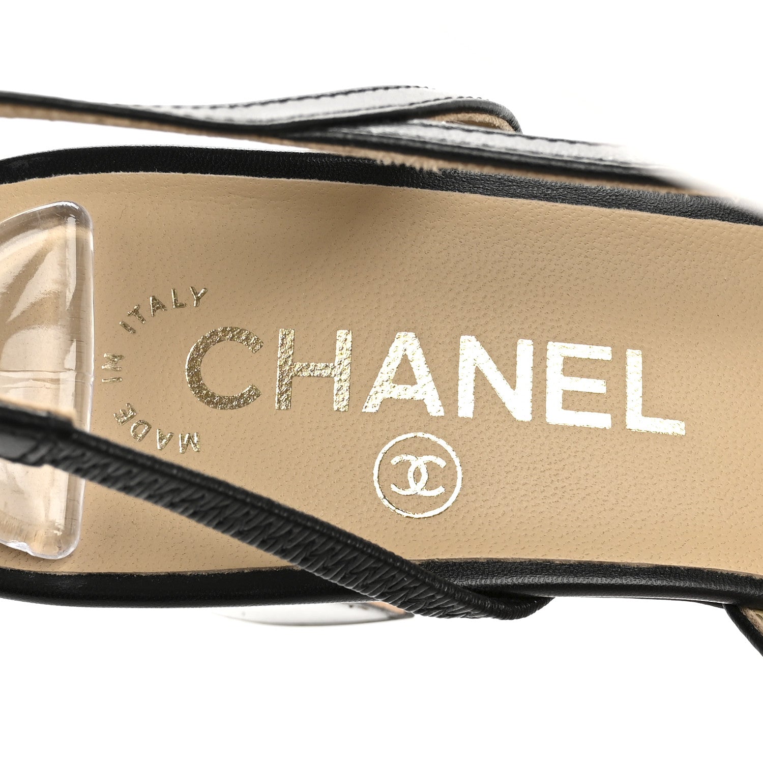 Chanel Goatskin Grosgrain Cap Toe CC Slingback Pumps 38 Black 8 of 10