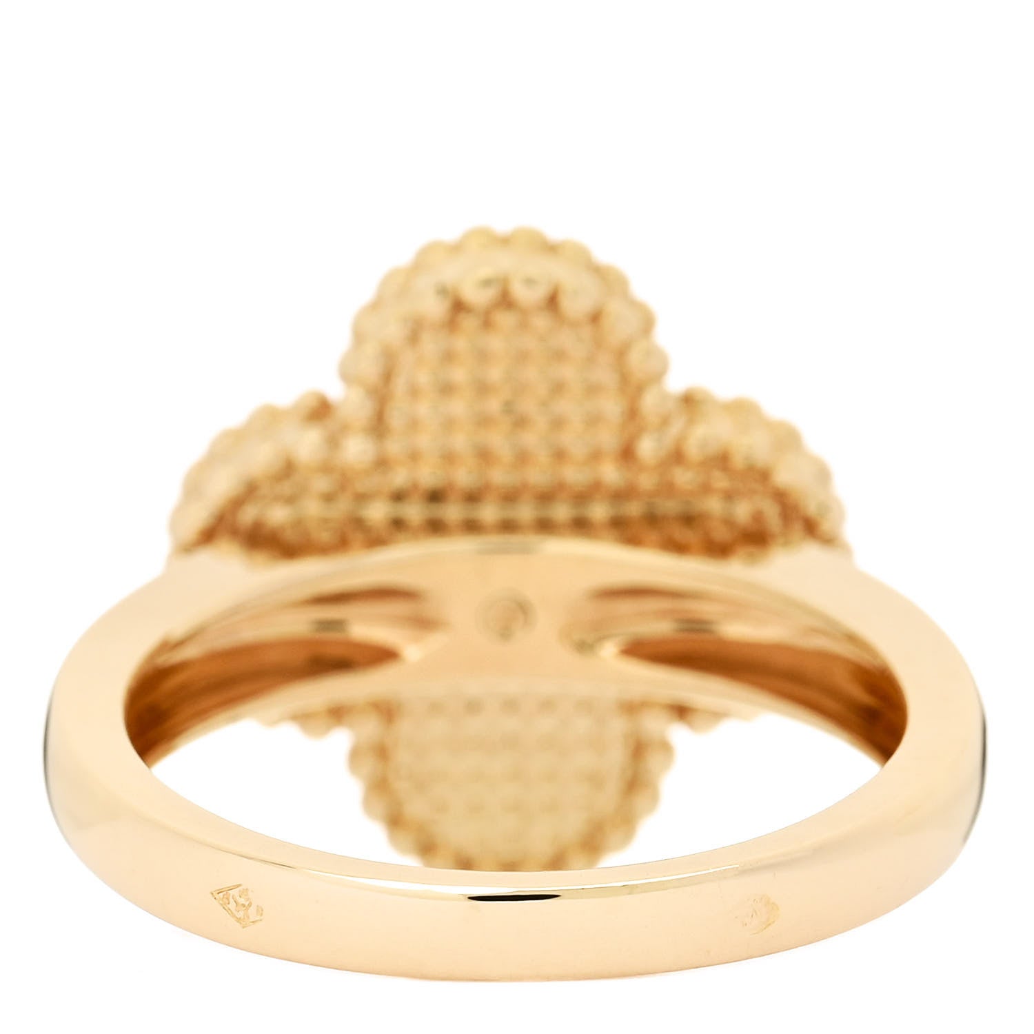 Van Cleef & Arpels 18K Yellow Gold Diamond Mother of Pearl Vintage Alhambra Ring 50 5.25 4 of 5