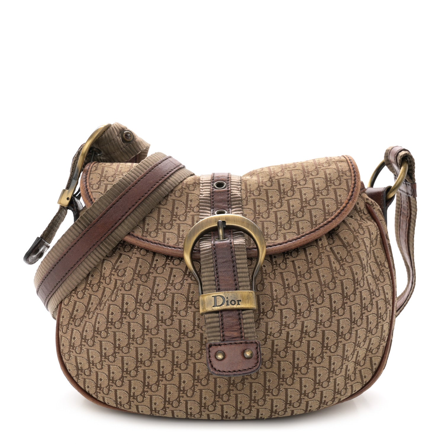 Christian Dior Calfskin Monogram Buckle Messenger Beige 1 of 12