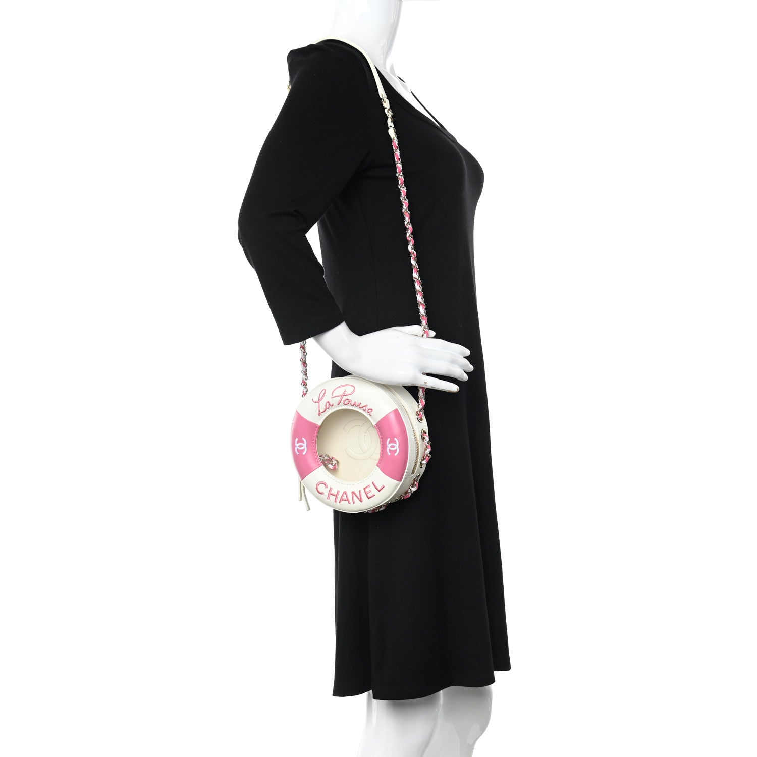 Chanel Lambskin Coco Lifesaver Round Bag Pink White 2 of 11