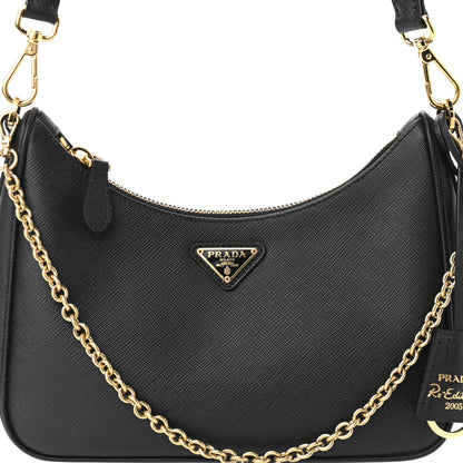 Prada Saffiano Lux Re-Edition 2005 Shoulder Bag Black 7 of 10
