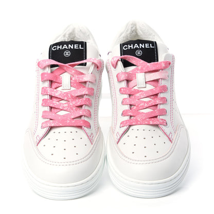 Chanel Calfskin Womens Logo Sneakers 38.5 Pink White 5 of 11