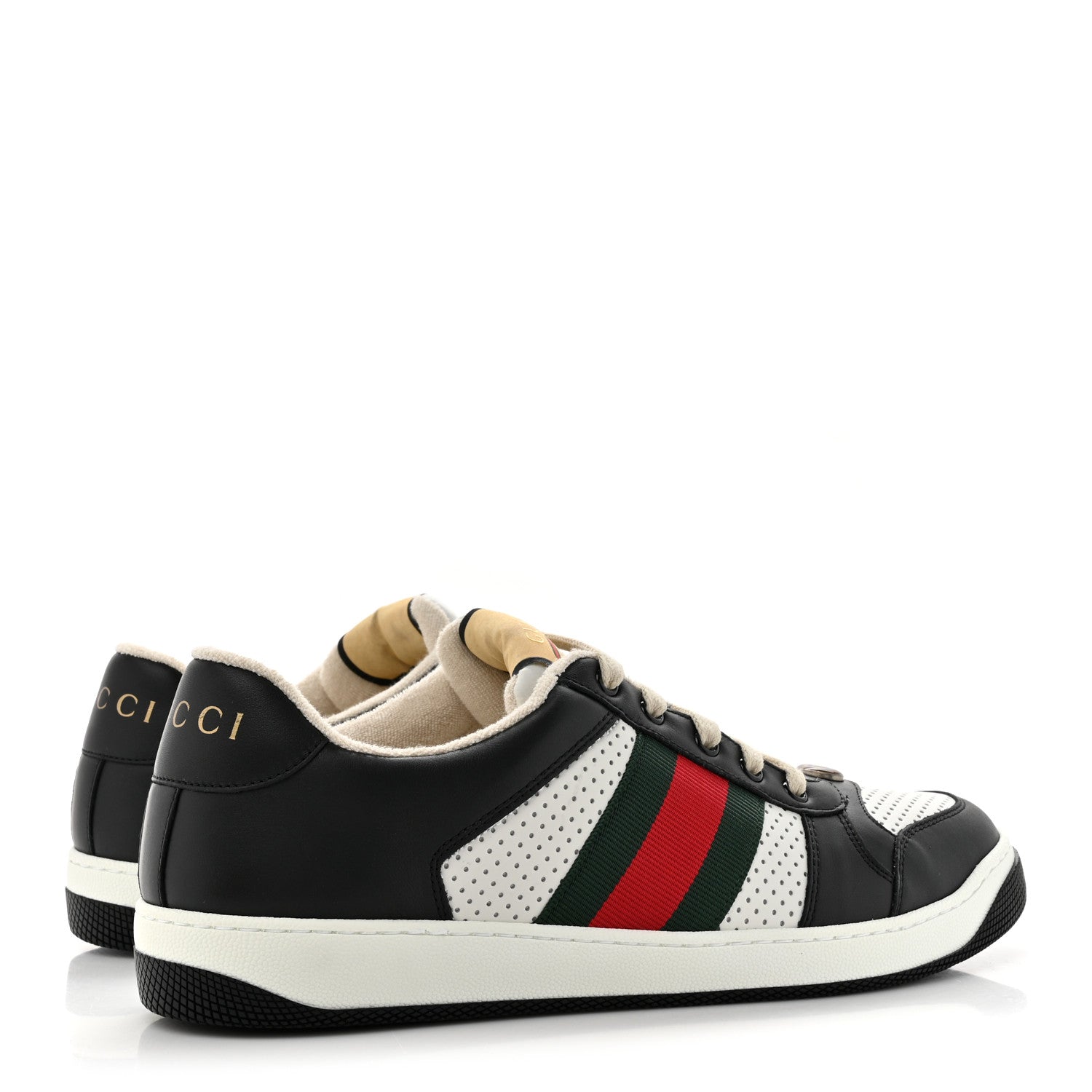 Gucci Calfskin Web Mens Screener Sneakers 10.5 Black White 5 of 10