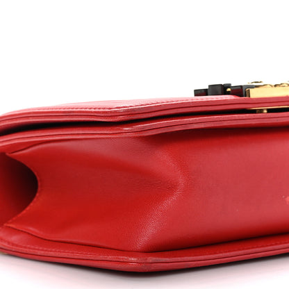 Chanel Lambskin Embossed Small Cube Boy Flap Red 8 of 10