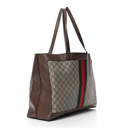Gucci GG Supreme Monogram Web Ophidia Tote Brown 2 of 6