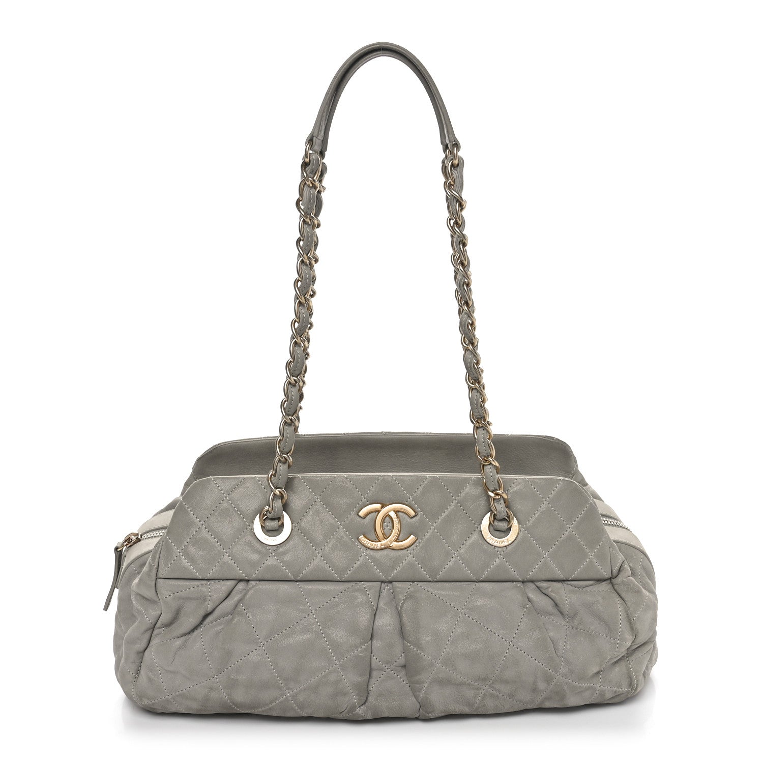 Chanel Iridescent Calfskin Chic Quilt Bowling Bag Grey 1 of 10