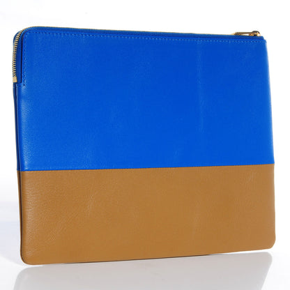 Celine Smooth Lambskin Bi-Color Solo Clutch Pouch Royal Blue Khaki 3 of 10