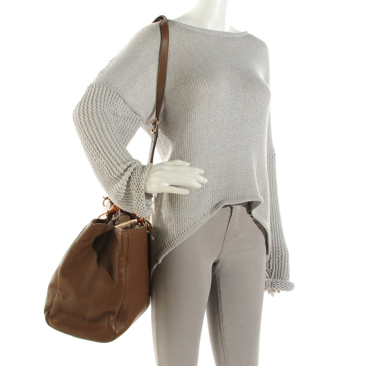 Cellarius Calfskin Large Bamboo Shopper Tote Acero