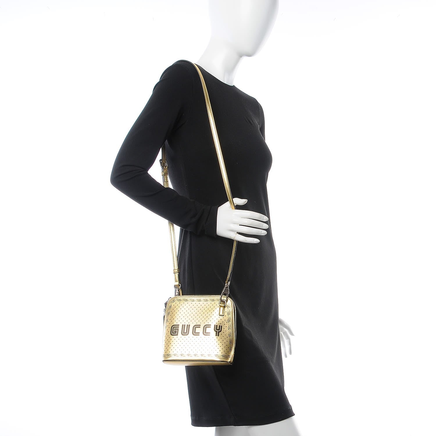 Gucci X SEGA Calfskin GUCCY Stars Mini Dome Shoulder Bag Gold 2 of 7