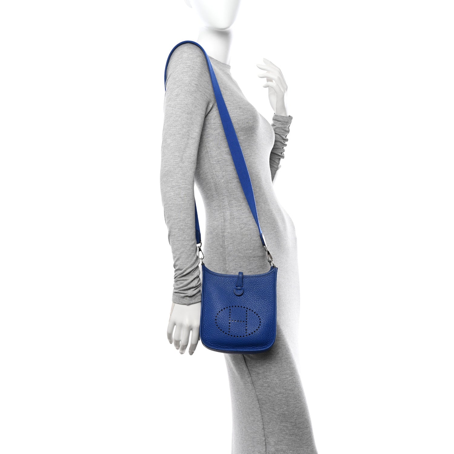 Hermes Taurillon Clemence Evelyne TPM Bleu Royal 2 of 12