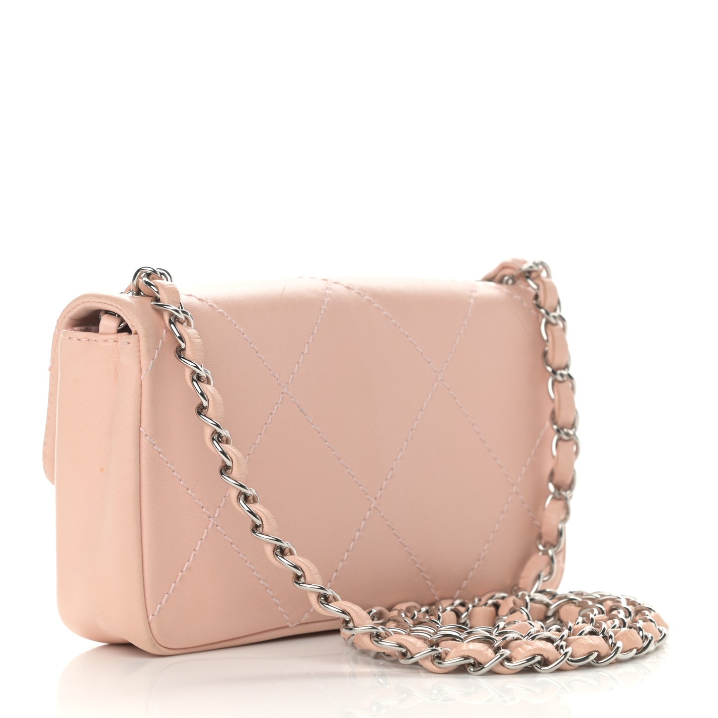 Lambskin Diamond Stitched CC Flap Pink