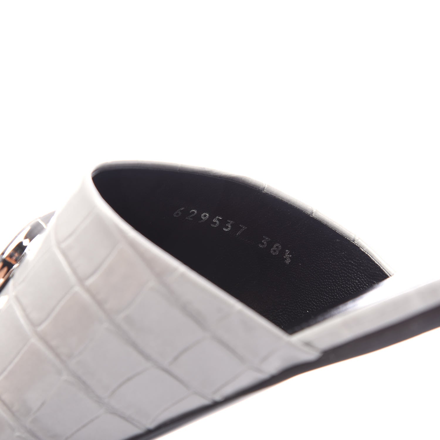 Balenciaga Calfskin Crocodile Embossed Oval BB 5mm Mule Sandals 38.5 Balenciaga Grey 8 of 9