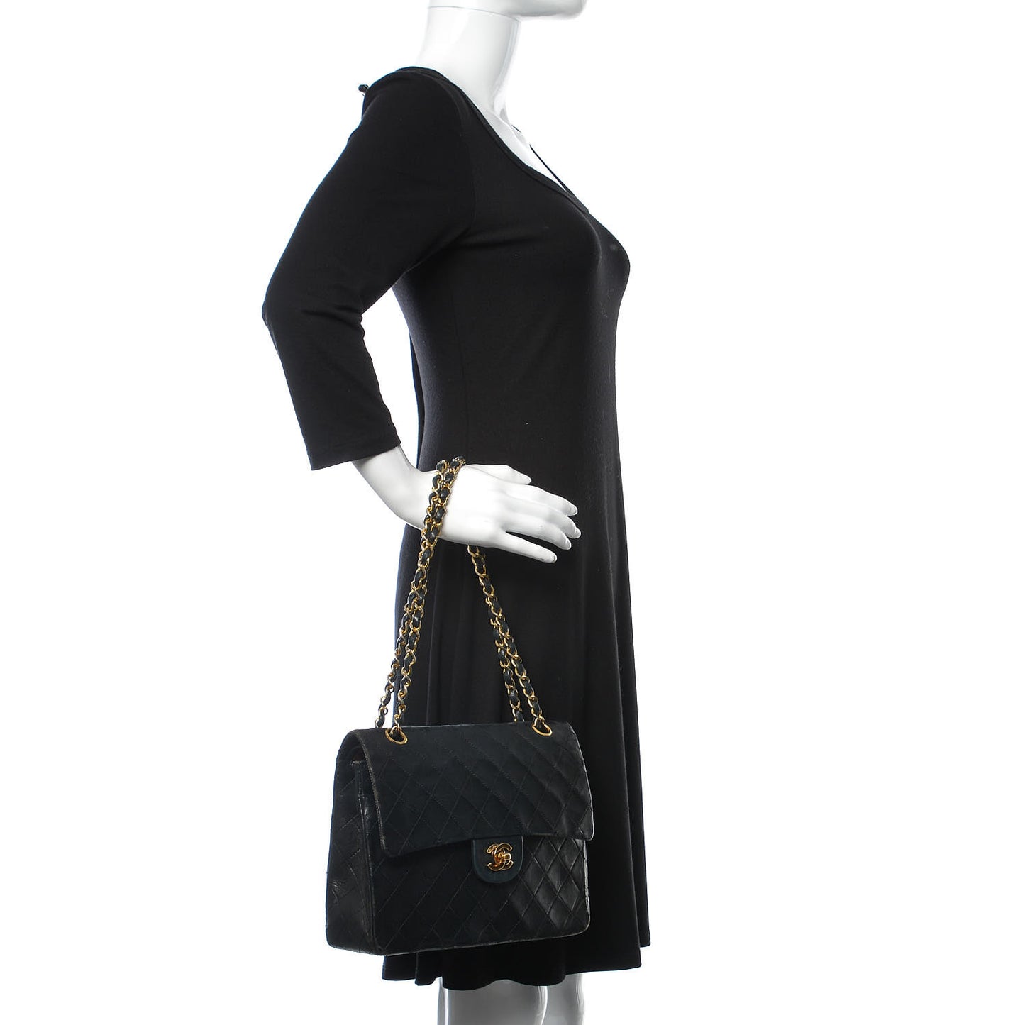 Lambskin Quilted Medium Double Flap Black