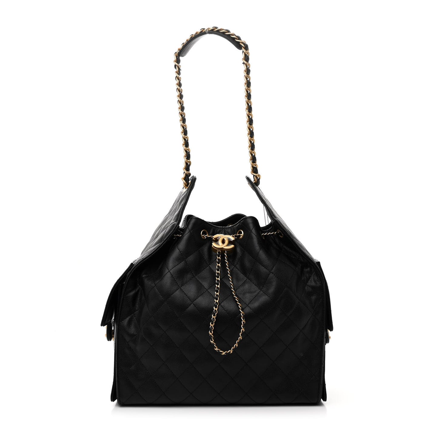 Caviar Quilted Medium Chanel 25 Handbag Black