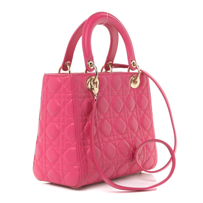 Christian Dior Lambskin Cannage Medium Lady Dior Pink 3 of 11