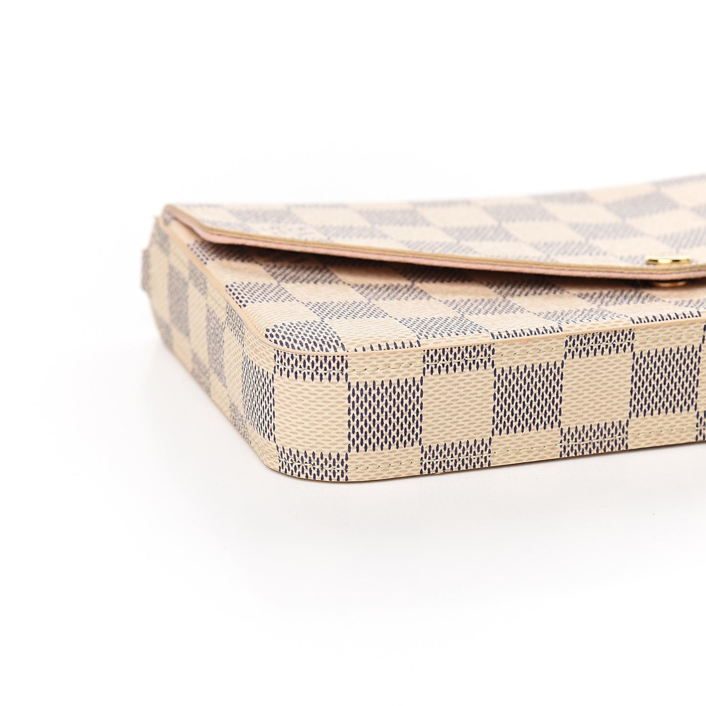 Damier Azur Pochette Felicie Chain Wallet Rose Ballerine
