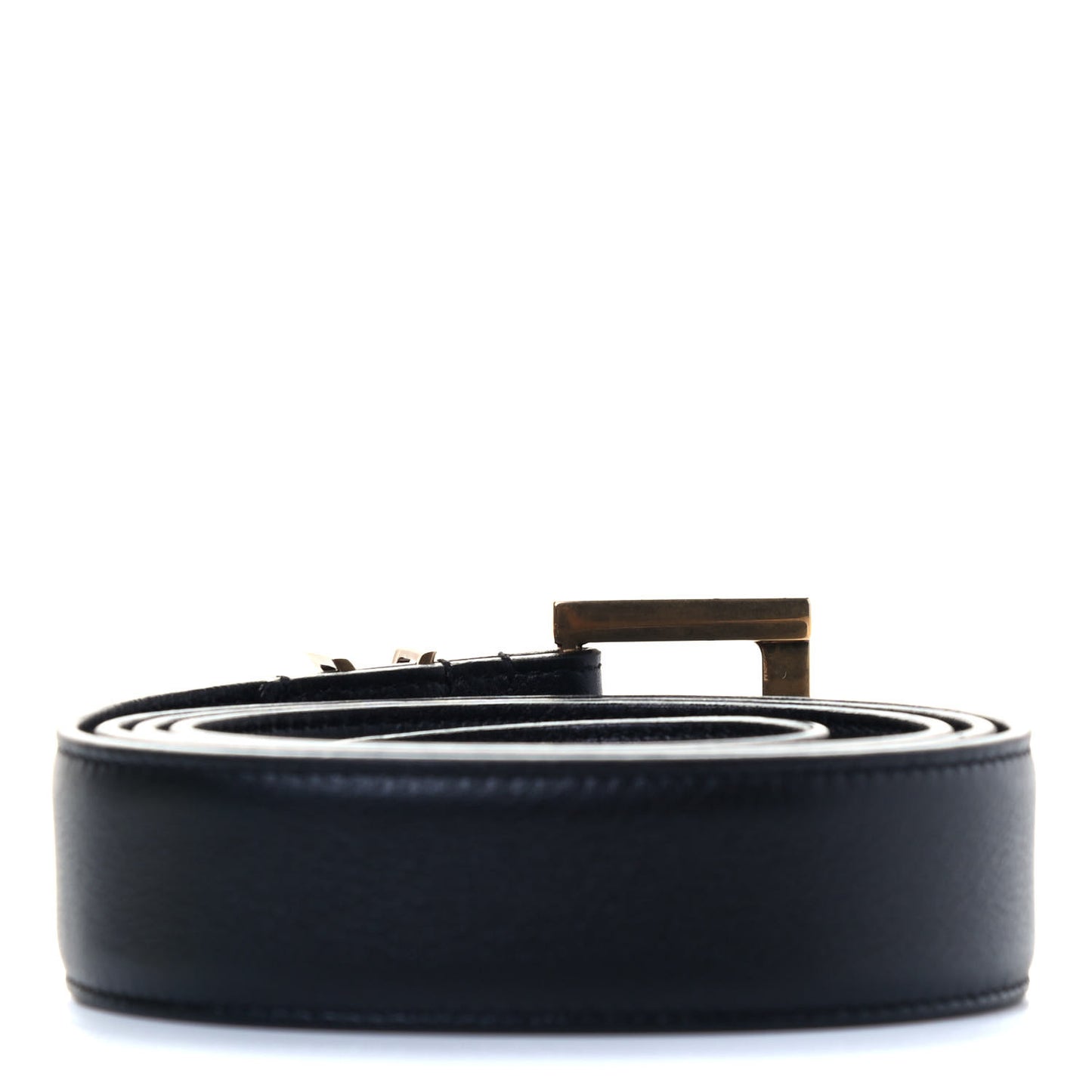 Smooth Calfskin Monogram Square Buckle Belt 100 Black