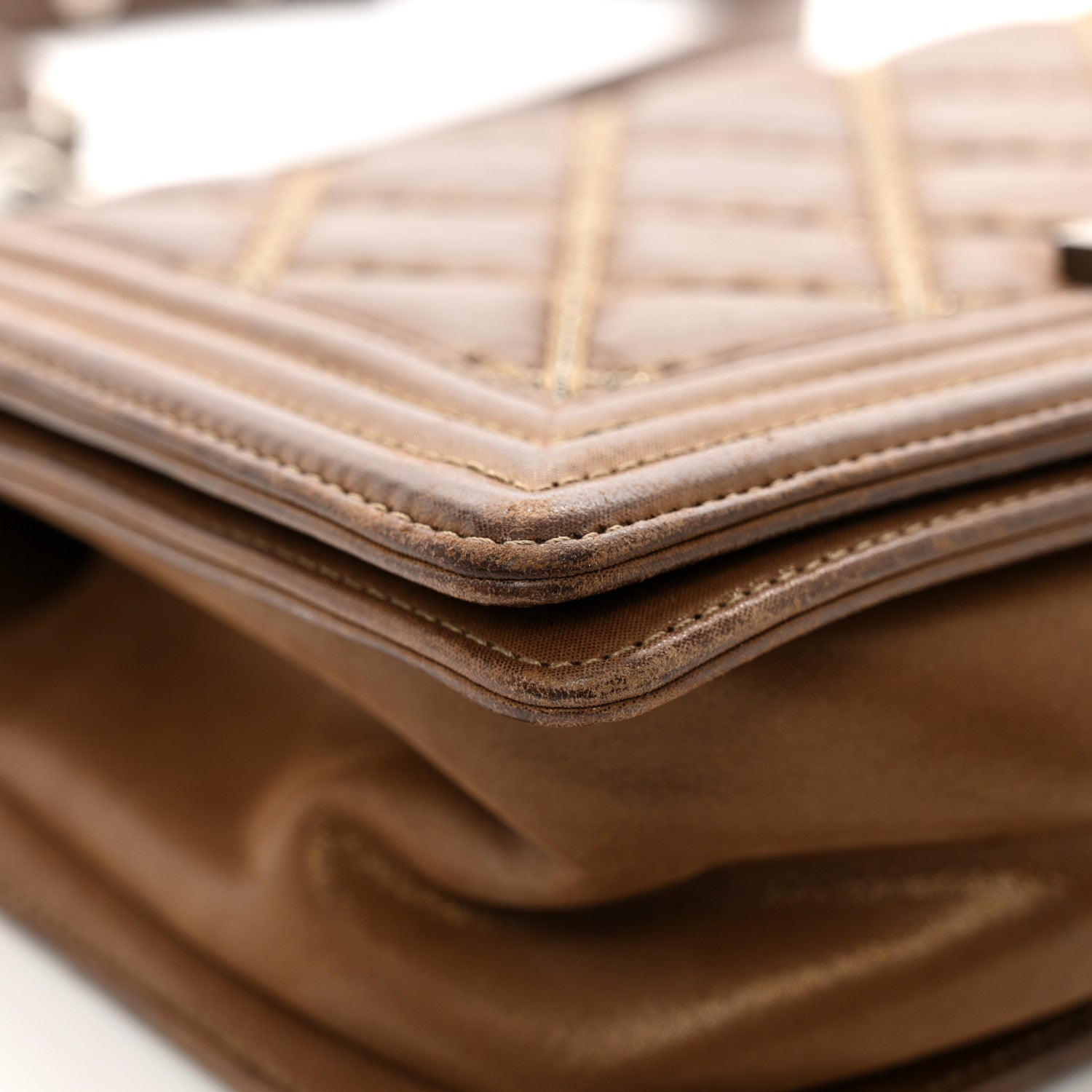 Chanel Iridescent Calfskin Embellished Double Stitch Medium Boy Flap Light Brown 12 of 12