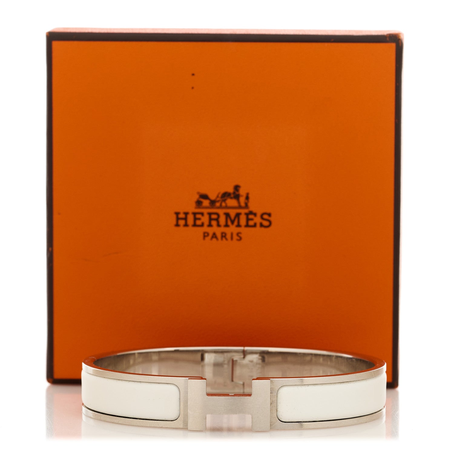 Hermes Matte Enamel Narrow Clic Clac HH Bracelet PM White 5 of 5