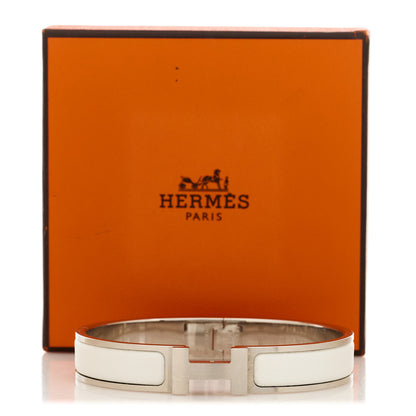 Hermes Matte Enamel Narrow Clic Clac HH Bracelet PM White 5 of 5
