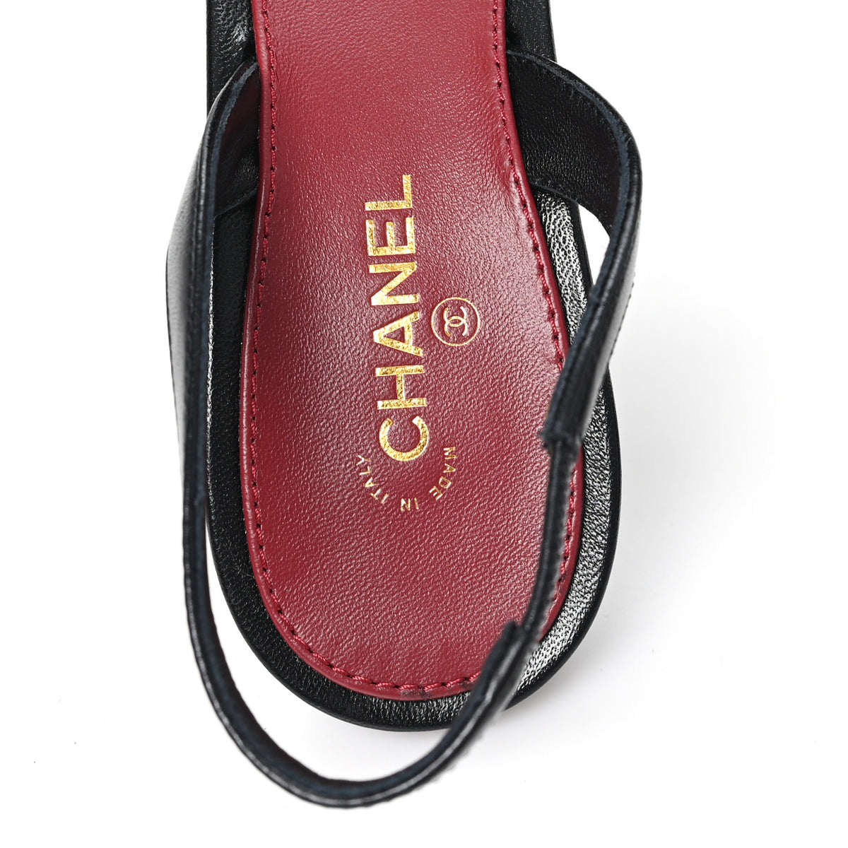Chanel Lambskin Patent Calfskin Cap Toe CC Slingback Pumps 40 Black 8 of 10