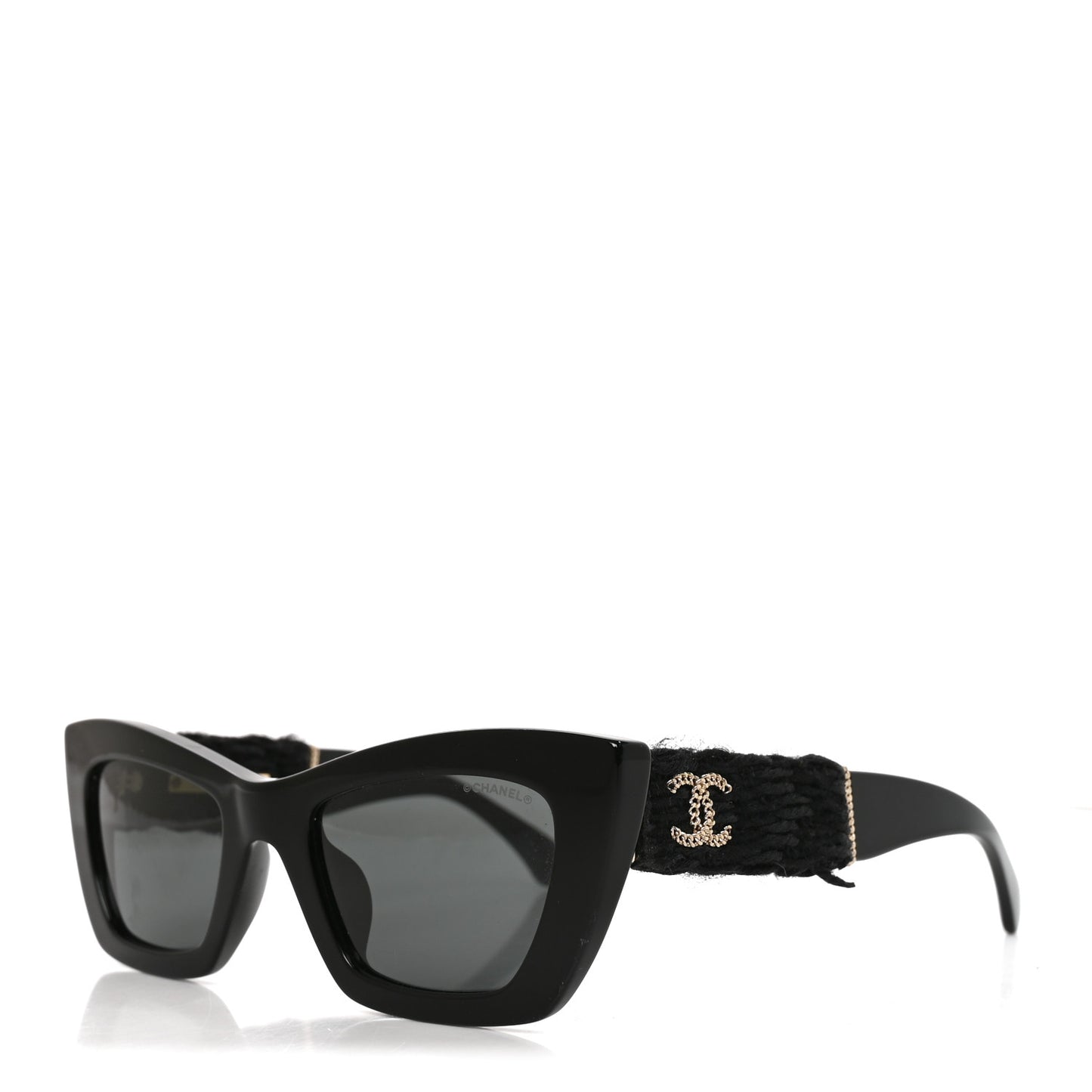 Acetate Tweed CC Cat Eye Sunglasses 71550A Black