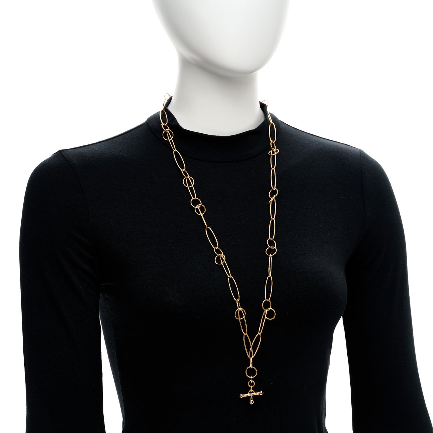 18K Rose Gold Blue Sapphire Bar Pendant Alternating Oval Link Necklace