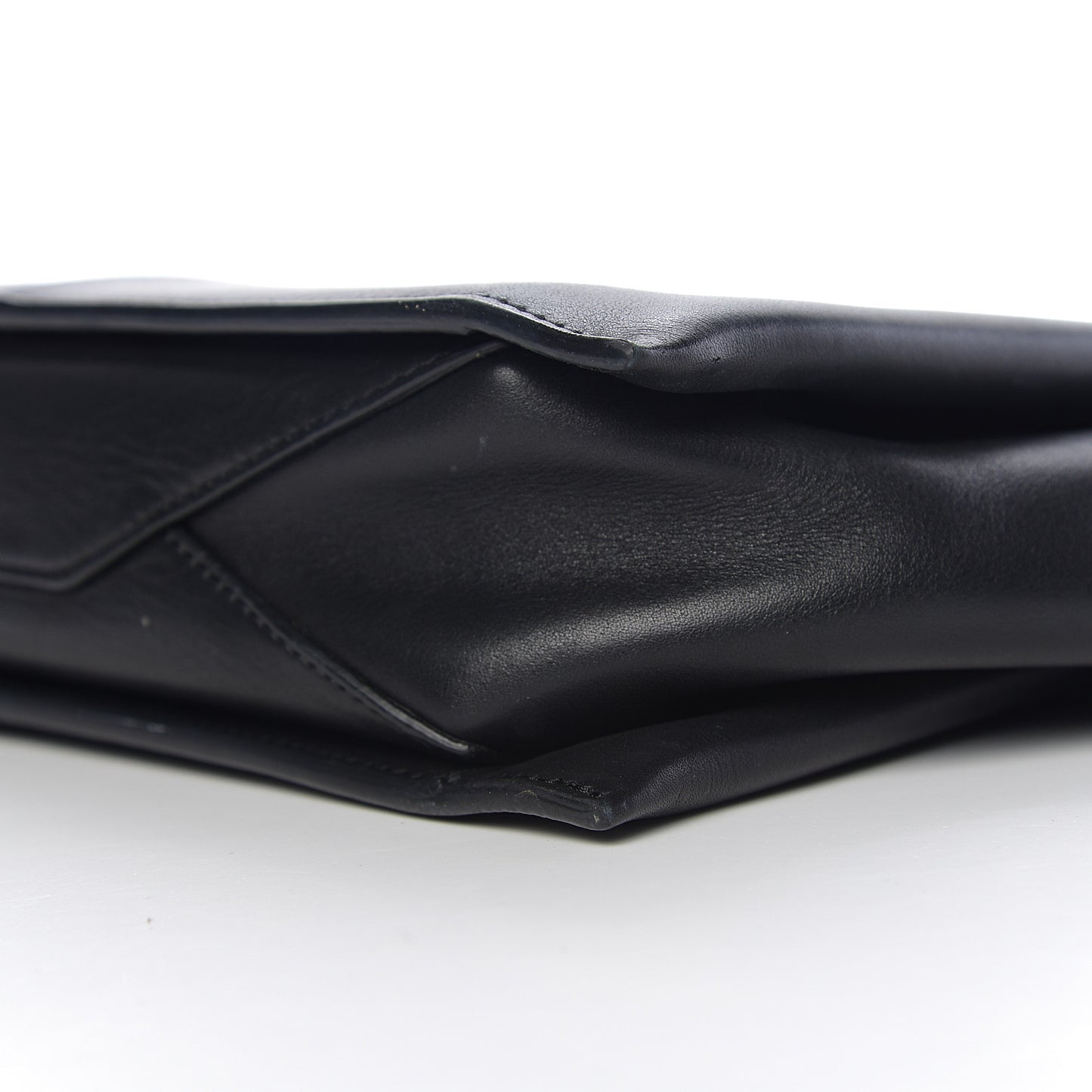 Smooth Calfskin Tri-Fold Clutch on Chain Black