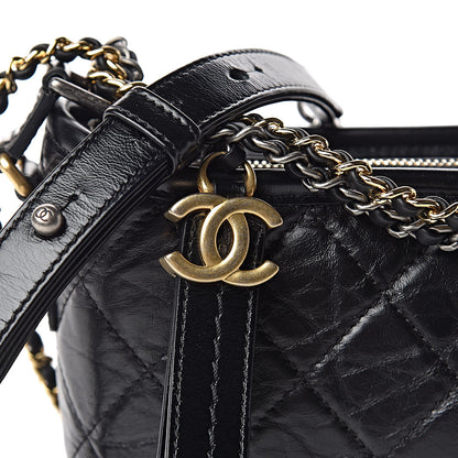 Chanel Aged Calfskin Quilted Small Gabrielle Hobo Black 8 of 10