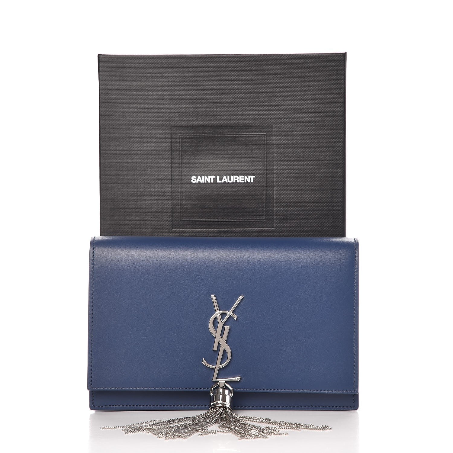 Saint Laurent Smooth Calfskin Classic Monogram Kate Tassel Chain Wallet Denim 7 of 7
