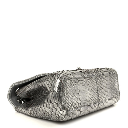 Chanel Metallic Snakeskin Medium Single Flap Silver 4 of 13