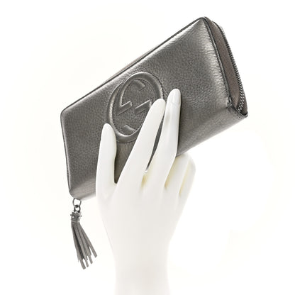 Gucci Metallic Pebbled Calfskin Soho Zip Around Wallet Sasso 2 of 11