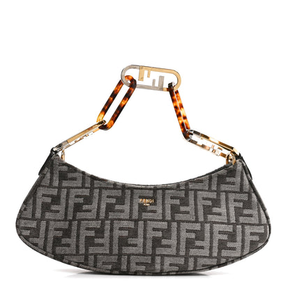 Fendi Chenille Vitello King Plexiglass FF O'Lock Swing Anthracite Asfalto 1 of 10