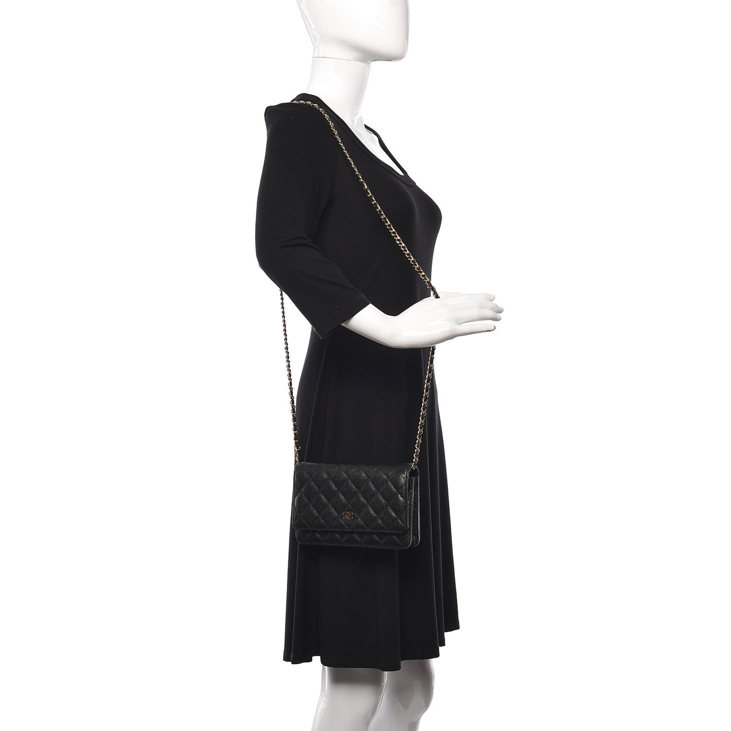 Caviar Quilted Wallet On Chain WOC Black
