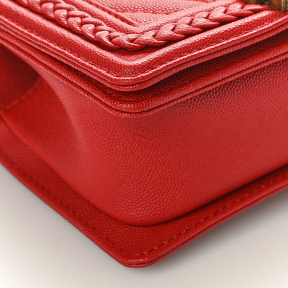 Chanel Caviar Chevron Quilted Braided Small Boy Flap Red 8 of 9