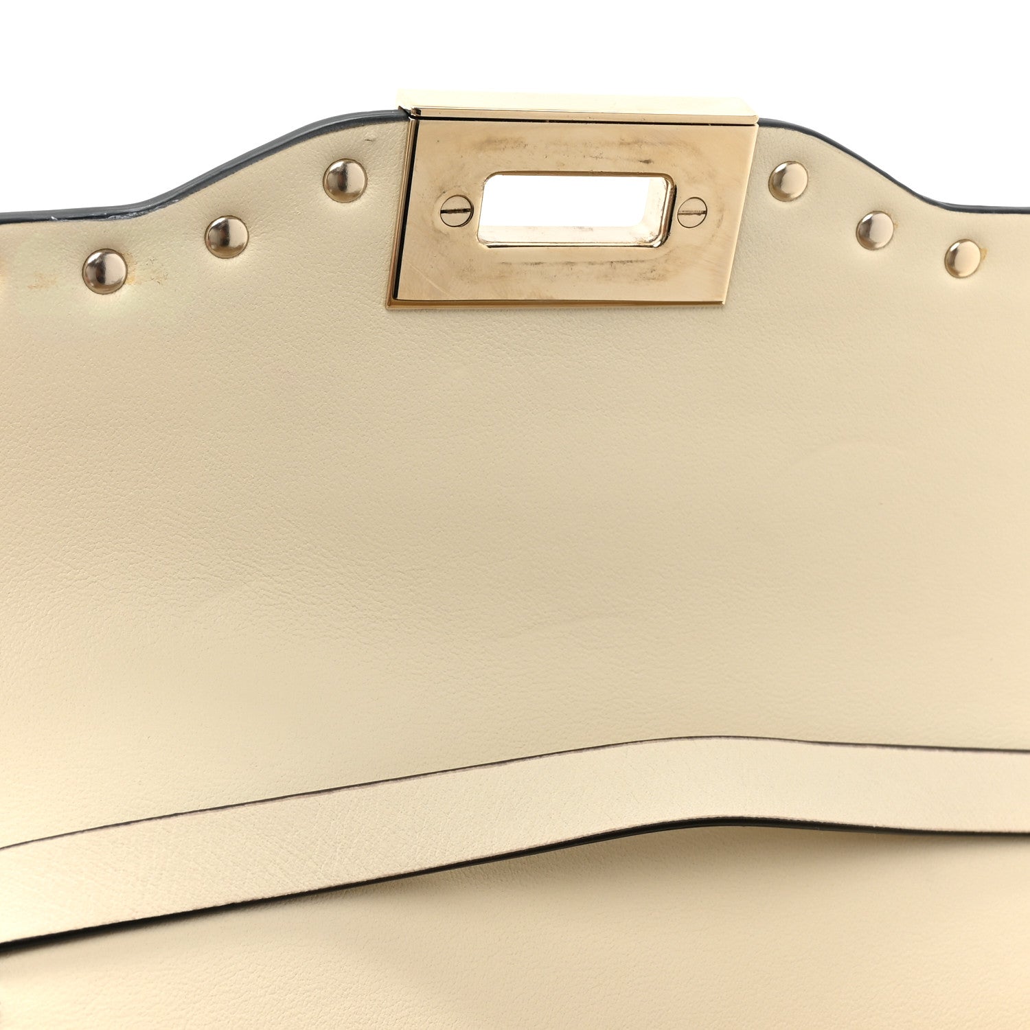 Valentino Garavani Vitello Polka Dot Medium Rockstud Flip Lock Crossbody Bag Light Ivory Black 9 of 10
