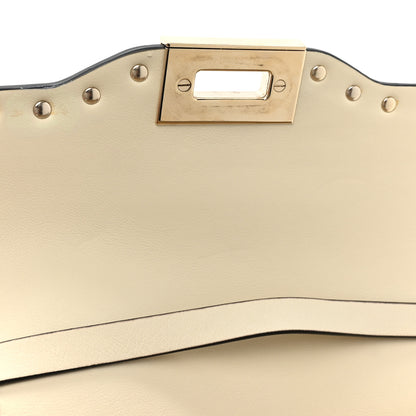 Valentino Garavani Vitello Polka Dot Medium Rockstud Flip Lock Crossbody Bag Light Ivory Black 9 of 10